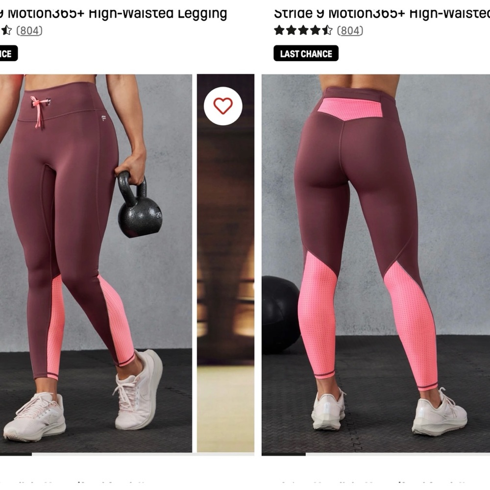 Fabletics Coral and mauve Stride 9 Motion 365+ High-Waisted Leggings